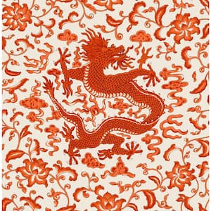 White Persimmon Chi'en Dragon Self Adhesive Wallpaper