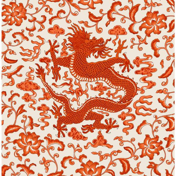 Scalamandre Persimmon Chi'en Dragon Self Adhesive Wallpaper Sample