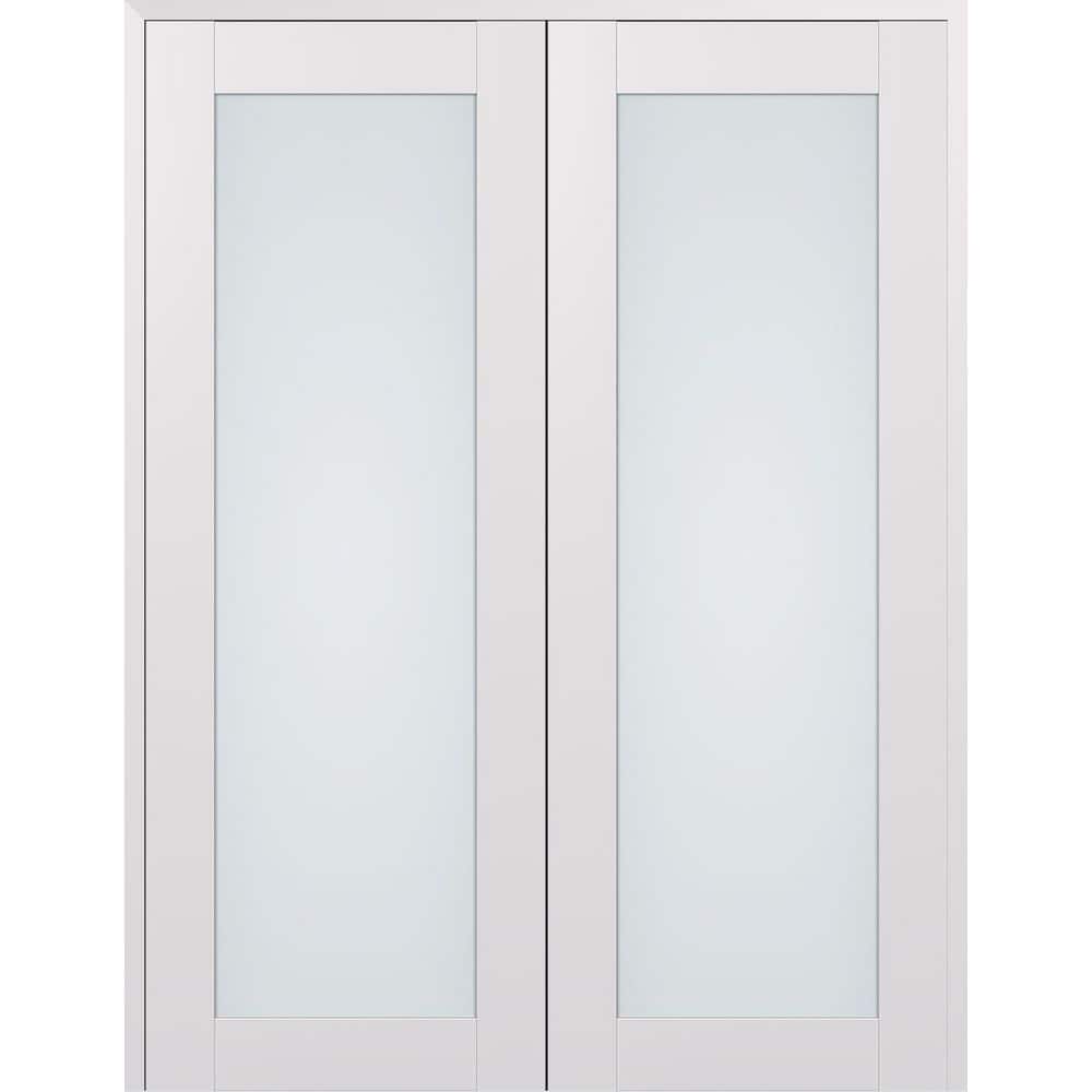 Avon 207 N 56 in. x 80 in. Both Active Full Lite Frosted Glass Snow White Wood Composite Double Prehung French Door price history on PriceWatchPro