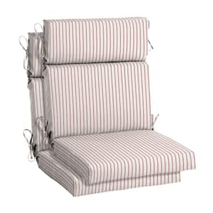 21.5 in. x 20 in. One Piece High Back Outdoor Dining Chair Cushion in Ticking Stripe (2-Pack)