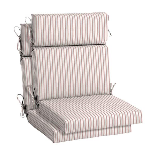 Hampton Bay 21.5 in. x 20 in. One Piece High Back Outdoor Dining Chair Cushion in Ticking Stripe (2-Pack)