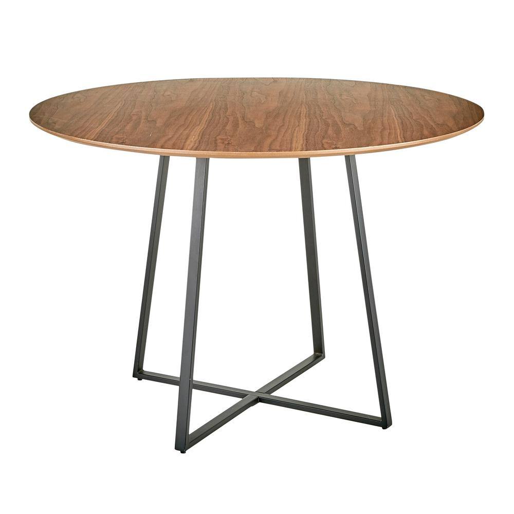 Lumisource Cosmo 43 in. Dining Table in Walnut Wood and Black Metal DT ...