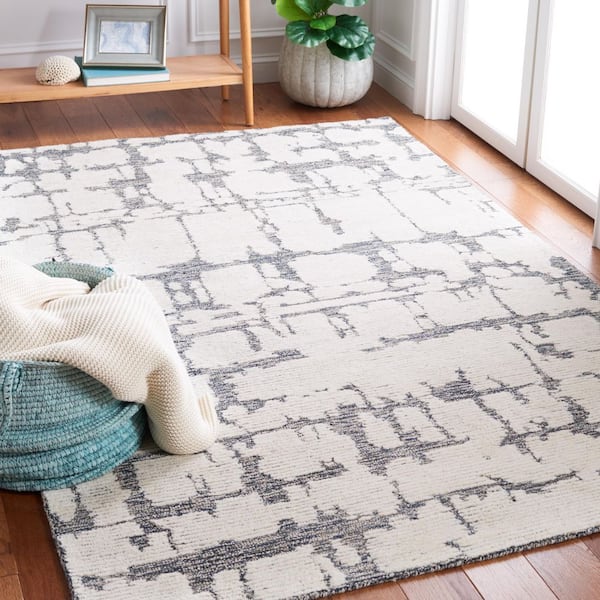 Martha Stewart Charcoal/Ivory 8 ft. x 10 ft. Abstract Area Rug