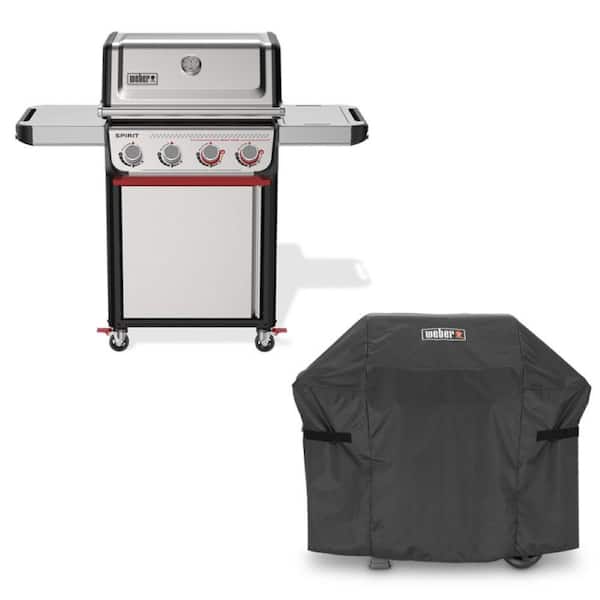 Spirit S-425C 4-Burner Liquid Propane Gas Grill in Stainless Steel with Sear Zone with Premium Grill Cover