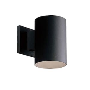 7 in. Matte Black Aluminum Indoor Outdoor Modern Wall Cylinder Light Sconce