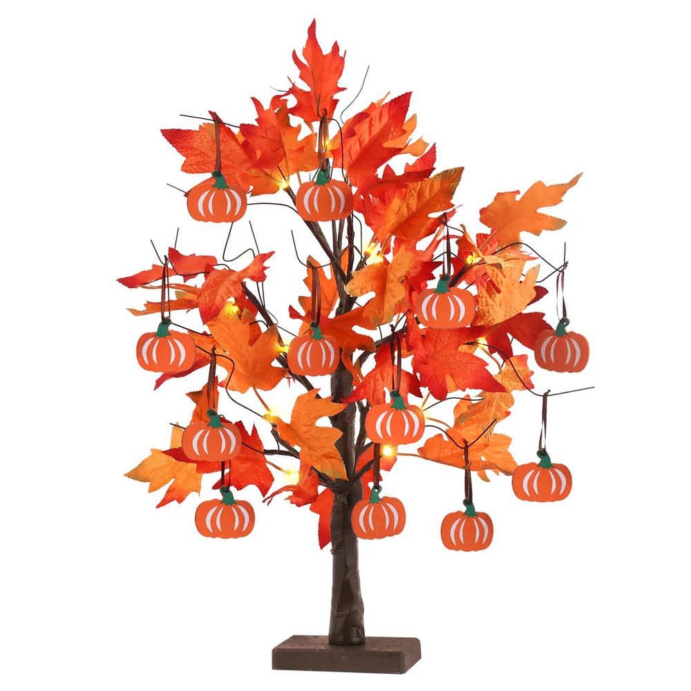 2 ft. Orange Artificial Trees, Artificial Maple Leaves Tree Fall Decor with
