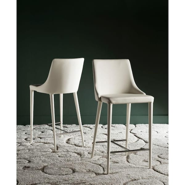 SAFAVIEH Summerset 26 in. Buttercream Cushioned Bar Stool (Set of 2)