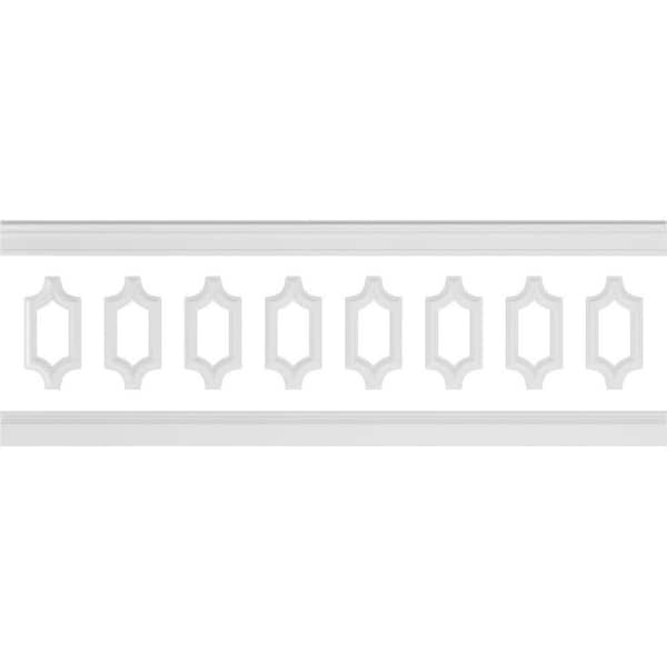Ekena Millwork 94 1/2 in. (Adjustable 32 in. to 36 in.) 21 sq. ft. Polyurethane Ashford Scalloped Panel Wainscot Kit Primed