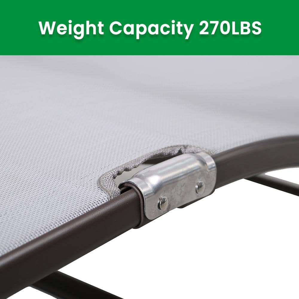 Light Gray Aluminum Adjustable Outdoor Chaise Lounger Set