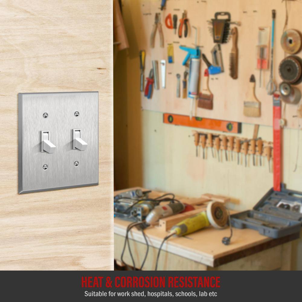 Standard 2-Gang Stainless Steel Toggle Wall Plate