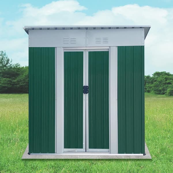 5 ft. W x 3 ft. D Green Outdoor Metal Garden Storage Shed with Sliding Door （15 sq. ft.）
