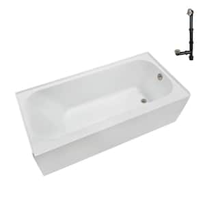 66 in. x 32 in. Soaking Acrylic Alcove Bathtub with Right Drain in Glossy White, External Drain in Brushed Nickel