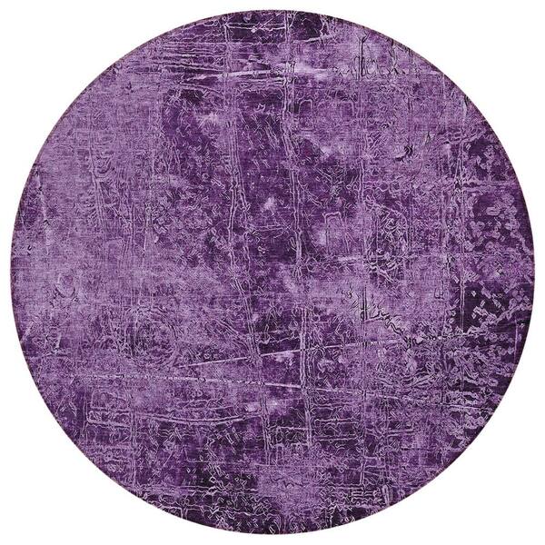 Addison Rugs Chantille ACN559 Purple 8 ft. x 8 ft. Round Machine Washable Indoor/Outdoor Geometric Area Rug