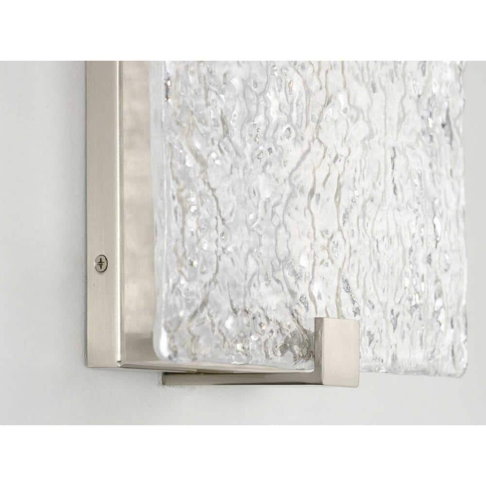 Brushed Nickel LED Sconce with Clear Stone Glass Shade