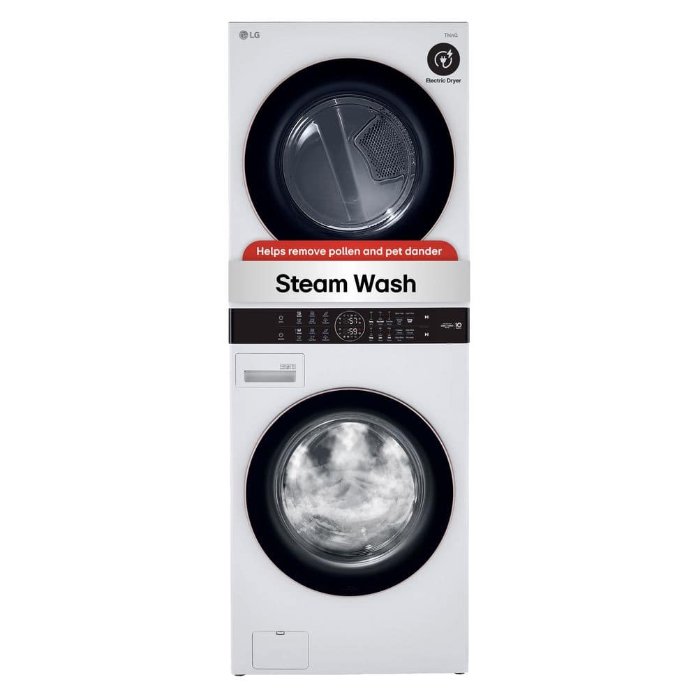 LG WashTower Stacked SMART Laundry Center 4.5 Cu.Ft. Front Load Washer & 7.4 Cu.Ft. Electric Dryer in White