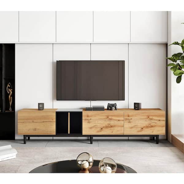 77 in. Modern TV Stand Storage Cabinet Media Console Table Entertainment Center with Drop Down Doors for TVs Up to 80"
