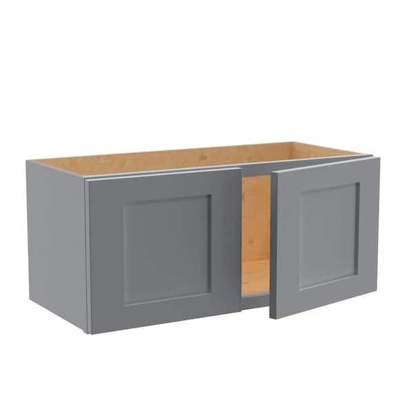 Newport 27 in. W x 12 in. D x 12 in. H Assembled Plywood Wall Bridge Kitchen Cabinet in Pearl Gray with Soft Close
