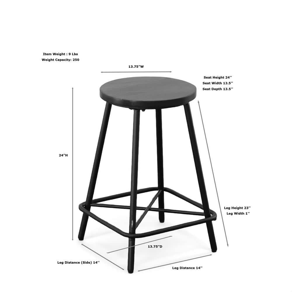 Ilona 24" Whitewash Mango Wood and Iron Counter Stools Set