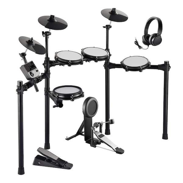 Electric Drum Set, 32 Drum Kits & 480 Sounds Electronic Drum Kit USB MIDI Supported 8 in. Quiet Mesh Snare Electric Drum
