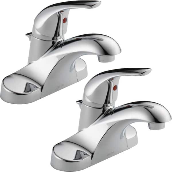 Delta Foundations 4 in. Centerset 1-Handle Bathroom Faucet in Polished Chrome (2-Pack)