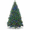 Costway 7.5 ft. Pre-Lit Dense Artificial Christmas Tree Hinged with 550 ...