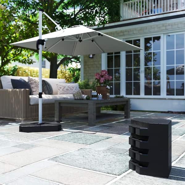 black square patio umbrella Outdoor 10 x 10ft Square Double Top Patio Cantilever Umbrella with Base