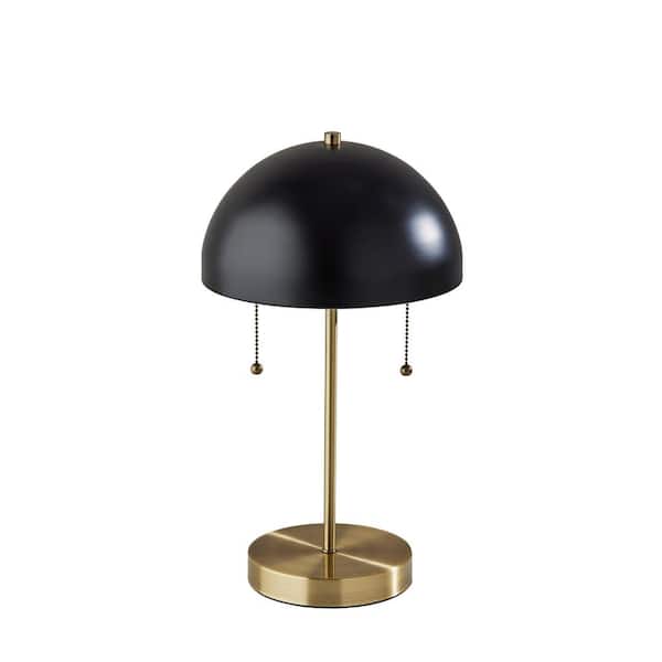 Adesso Bowie 18 in. Antique Brass and Black Table Lamp