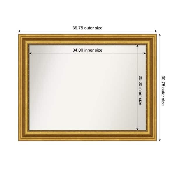Amanti Art Parlor Gold 39.75 in. x 30.75 in. Custom Non-Beveled Recycled Polystyrene Framed Bathroom Vanity Wall Mirror