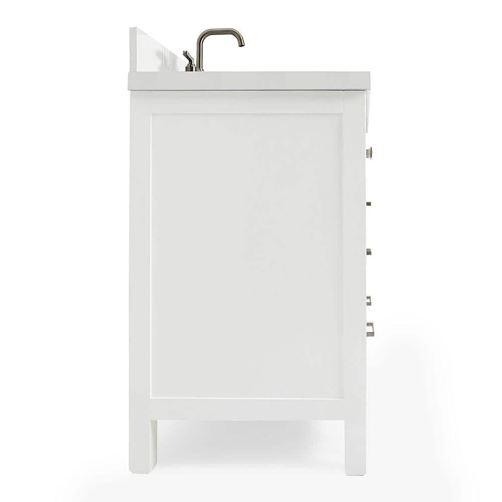 Cambridge 49" White Painted Freestanding Single Sink Vanity with Quartz Top