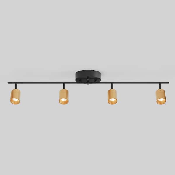 Vidalite Shura 4-Light Black and Brass Integrated LED Track Light w/ Rotatable Heads, 3 ft. Track Lighting Kit, 3000k, 2240 Lumen