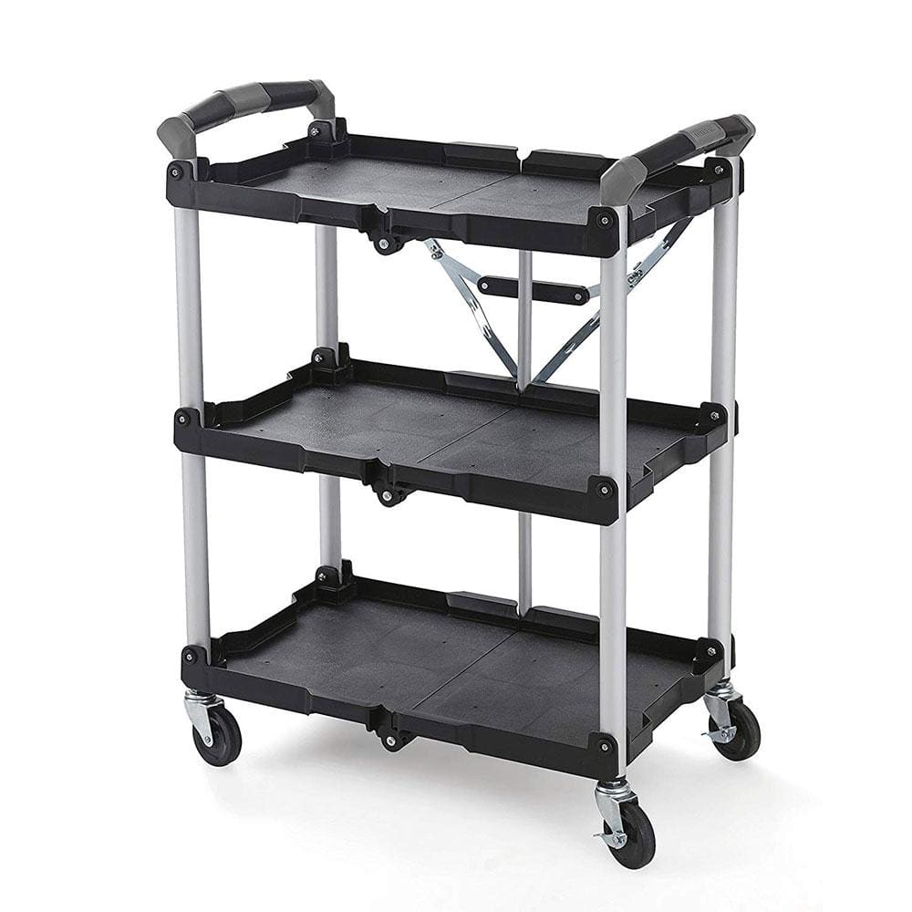 Rubbermaid Commercial Products Housekeeping Service Cart with Two Caddies,  Black 38. x 21 x 49, Utility/Service Rolling Cart with Wheels for