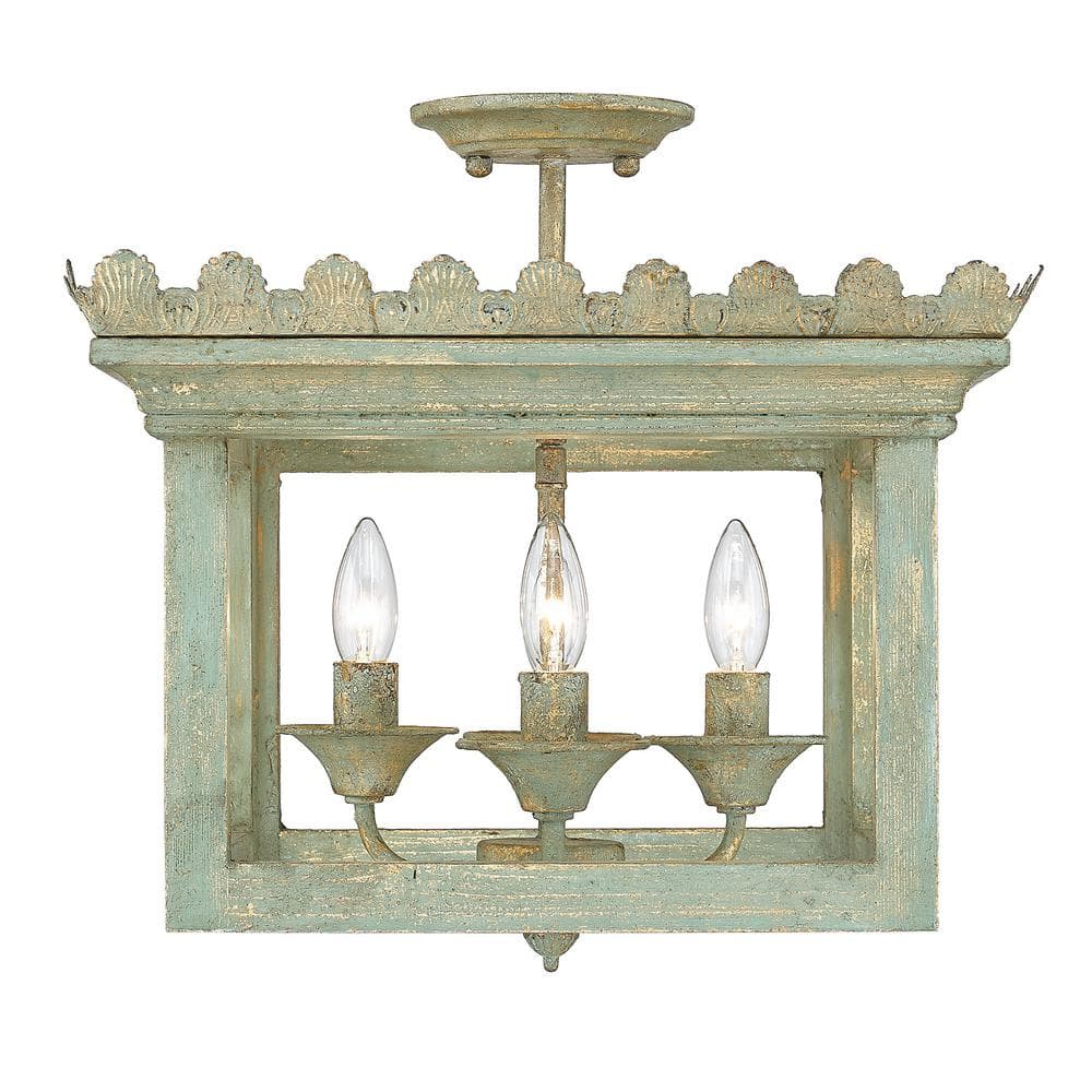 Vintage Sage Finley 16.5" Lantern-Style Semi-Flush Light