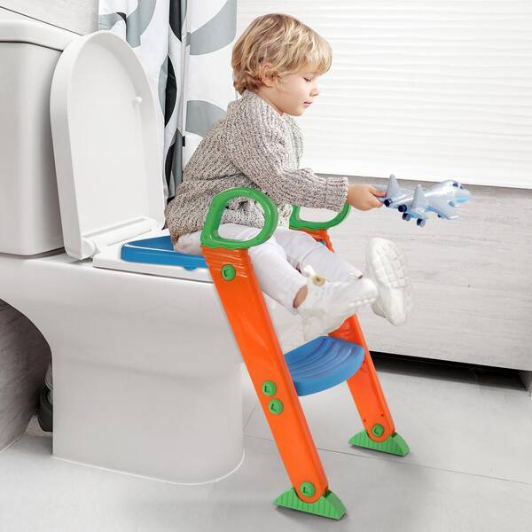 Potty Training Seat With Step Stool Ladder - Adjustable Height For Toddlers & Kids