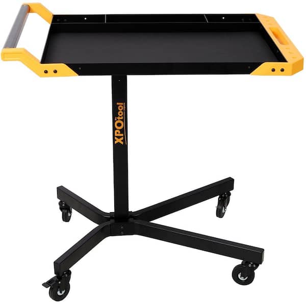Heavy Duty 21 in. W 34.2 in. D+1 Tray Yellow and Black Adjustale Height Mobile Workbench Cabinet with Metal Top