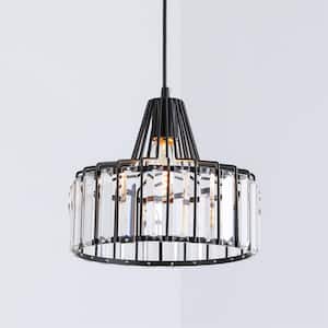 Brecksville 1-Light Black Single Drum Pendant with Crystal Accents
