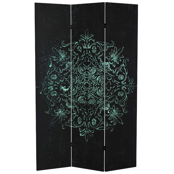 RED LANTERN 6 ft. Tall Sacred Geometry Canvas 3-Panel Room Divider