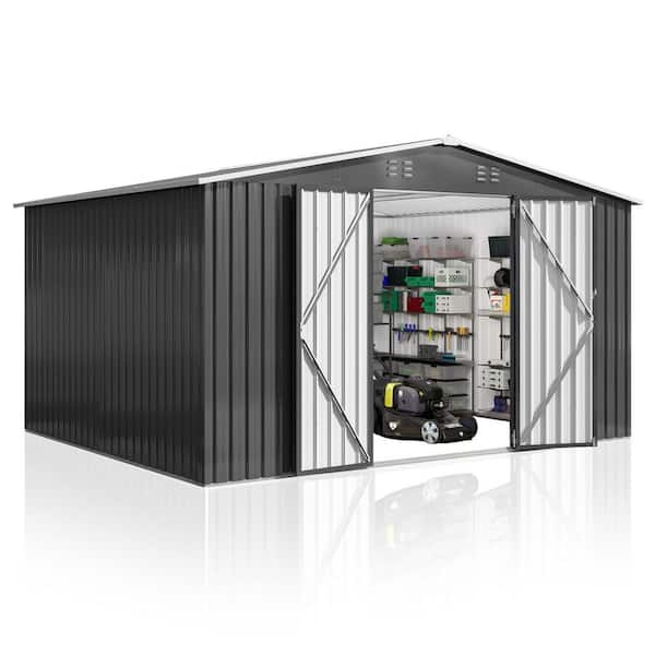 VIWAT 12 ft. W x 10 ft. D Metal Storage Shed with Updated Frame