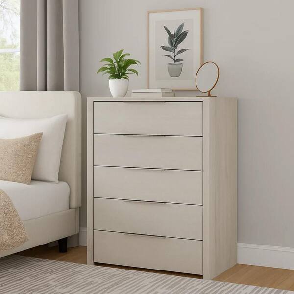 light grey tall dresser Benjara Geya Gray 5 Drawer Chest of Drawer 38 in. Wide with Chrome Handles BM348562 Chic black midi dress for outdoor events