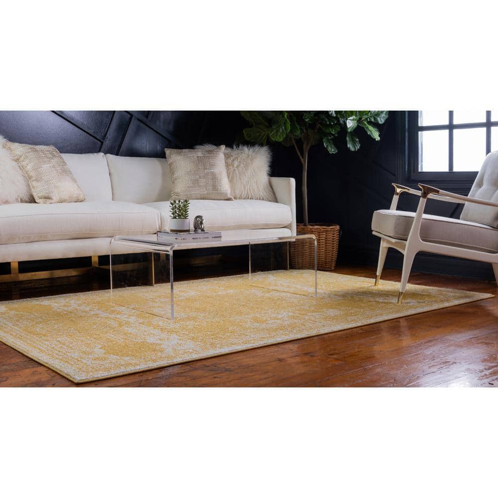 Bromley Vintage Yellow 9' x 12' Distressed Area Rug