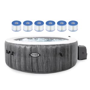 PureSpa Plus Greywood Inflatable 4-Person Hot Tub Jet Spa with 6 Filter Cartridges