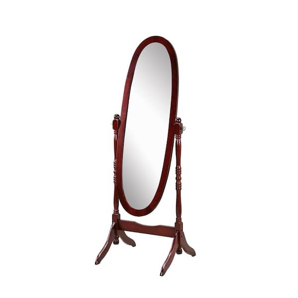 ilemong Red Finish 22.5 in. W x 59.25 in. H Wood Floor Cheval Mirror Modern Home Decor for Living Room Bedroom Cloakroom