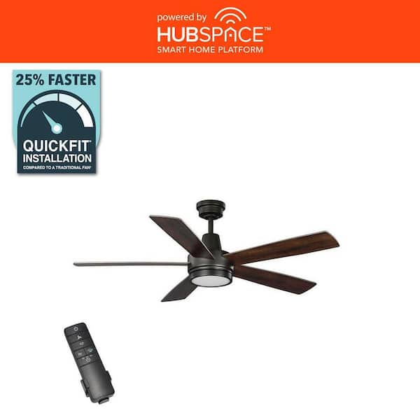Fanelee 54 in. White Color Changing LED Bronze Smart Ceiling Fan with Light Kit and Remote Powered by Hubspace