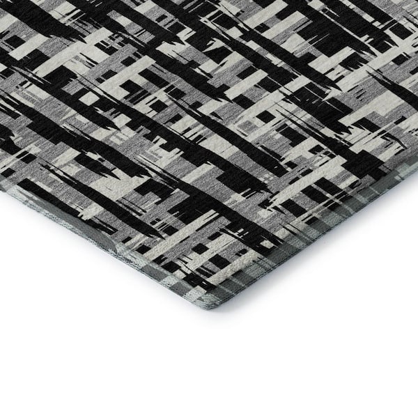 Mayfield Premium Machine Washable Abstract AMF1059 Black 10 ft. x 14 ft. Area Rug