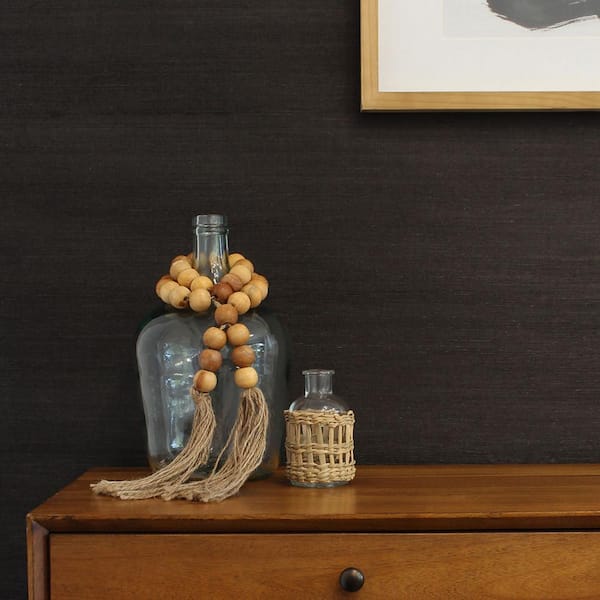 Matte Black Sisal Authentic Grasscloth Handwoven Unpasted Textured Wallpaper Roll (Covers 72 sq. ft.)