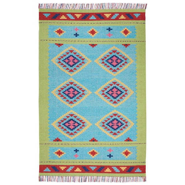 Nourison Baja Blue Green 4 ft. x 6 ft. Tribal Transitional Area Rug