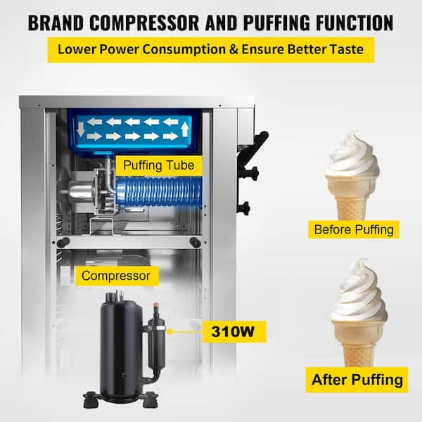 INTBUYING 110V Commercial Soft Ice Cream Machine 1200W Frozen Yogurt  Machine Mix 3 Flavor