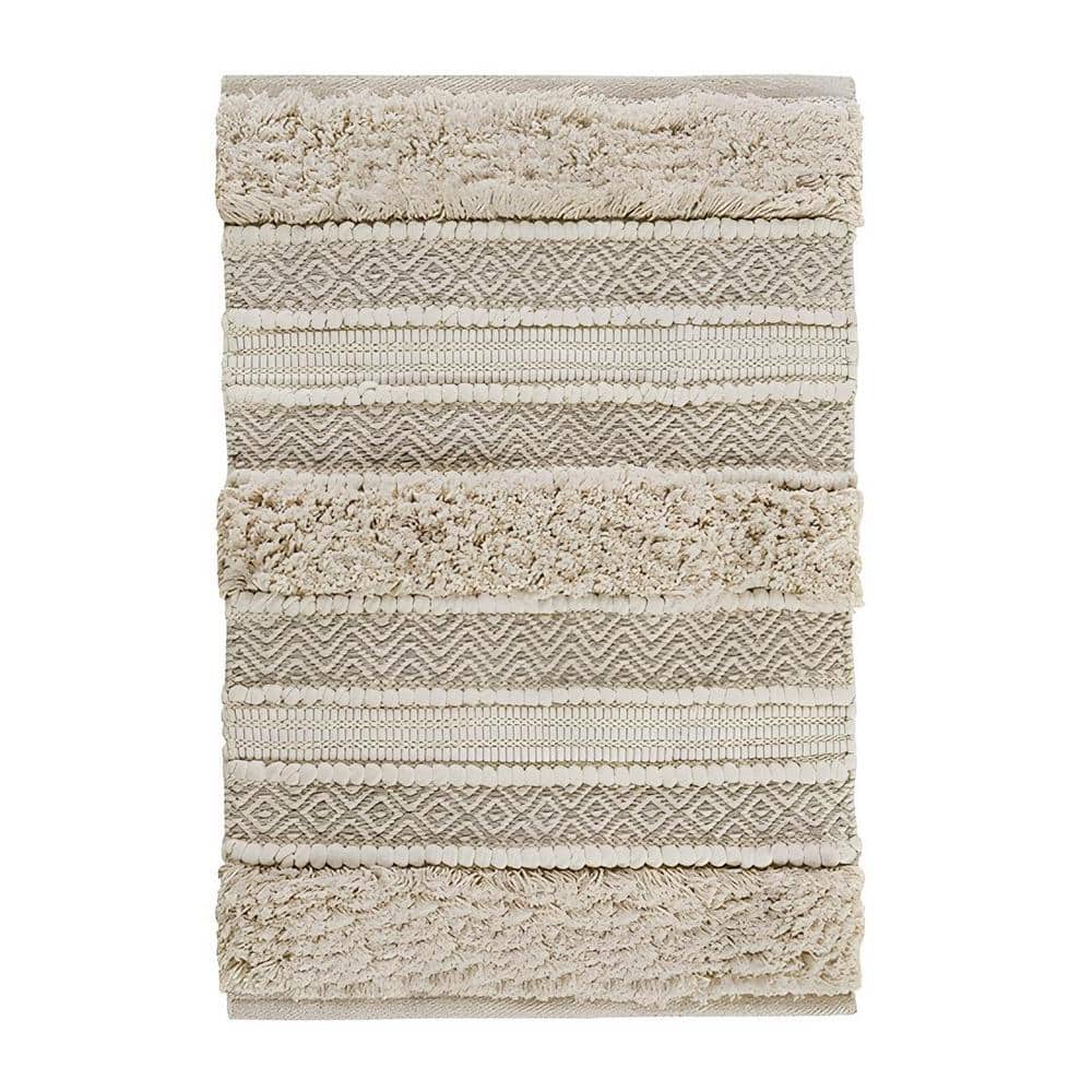 22 in. x 58 in. Multicolor Stripe Woven Texture Cotton Rectanglular Bath Ru