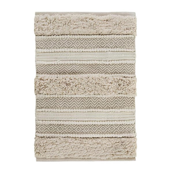 Unbranded 22 in. x 58 in. Multicolor Stripe Woven Texture Cotton Rectanglular Bath Rug