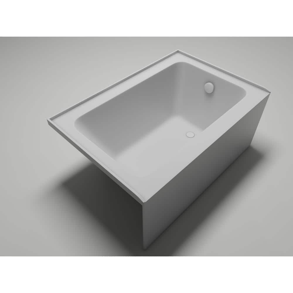Pure White Acrylic Alcove Soaking Bathtub with Right Drain
