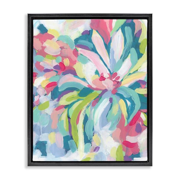 Stupell Industries Modern Bold Flower Strokes by June Erica Vess Black Floater Frame Abstract Graphic Art Print 21 in. x 17 in.